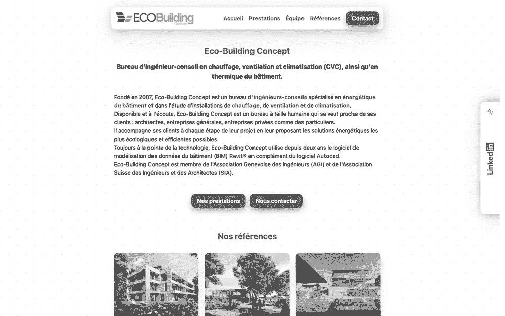 Capture d'écran du site Eco-Building Concept