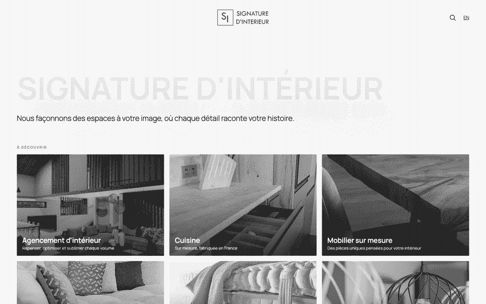 Capture d'écran du site Signature d'Intérieur