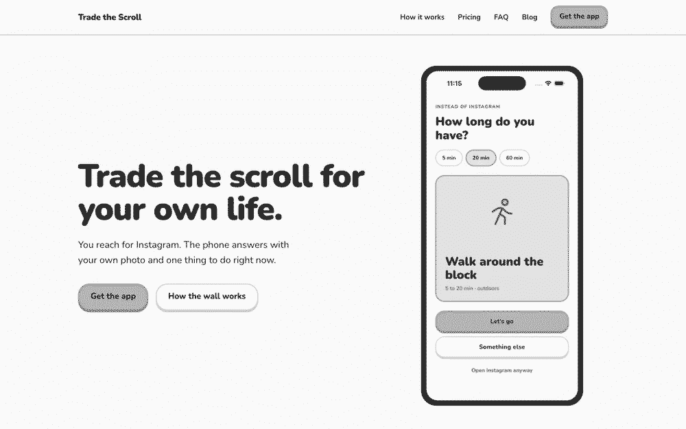 Capture d'écran du site Trade the Scroll