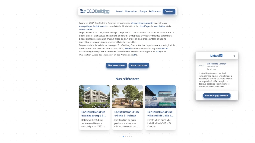 screenshot du site eco-building.ch
