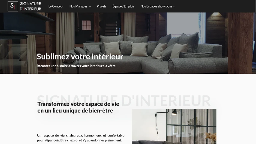 screenshot du site signaturedinterieur.com
